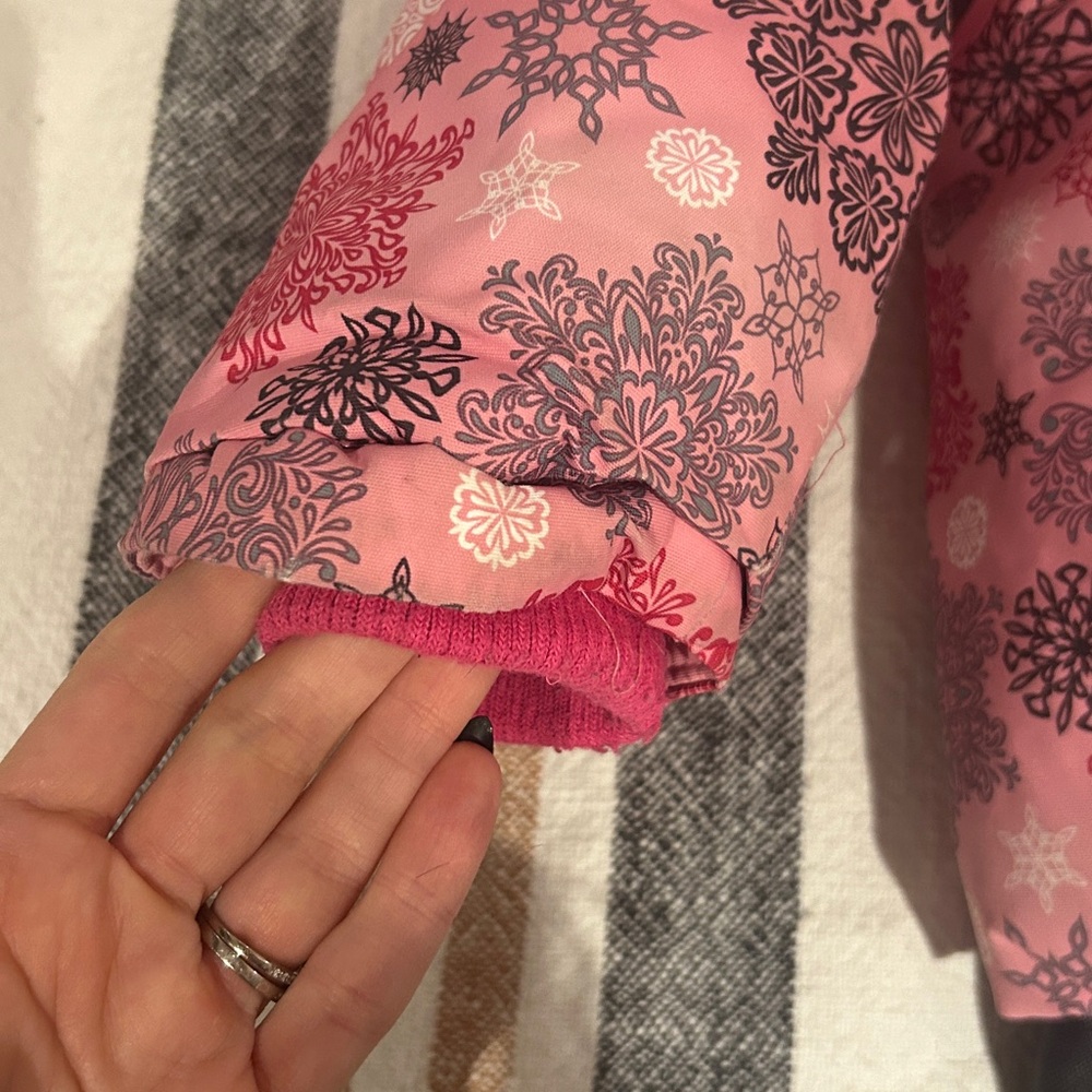 Pink Snowflake Winter Jacket with Fur Hood from OshKosh - Picture 3 of 6